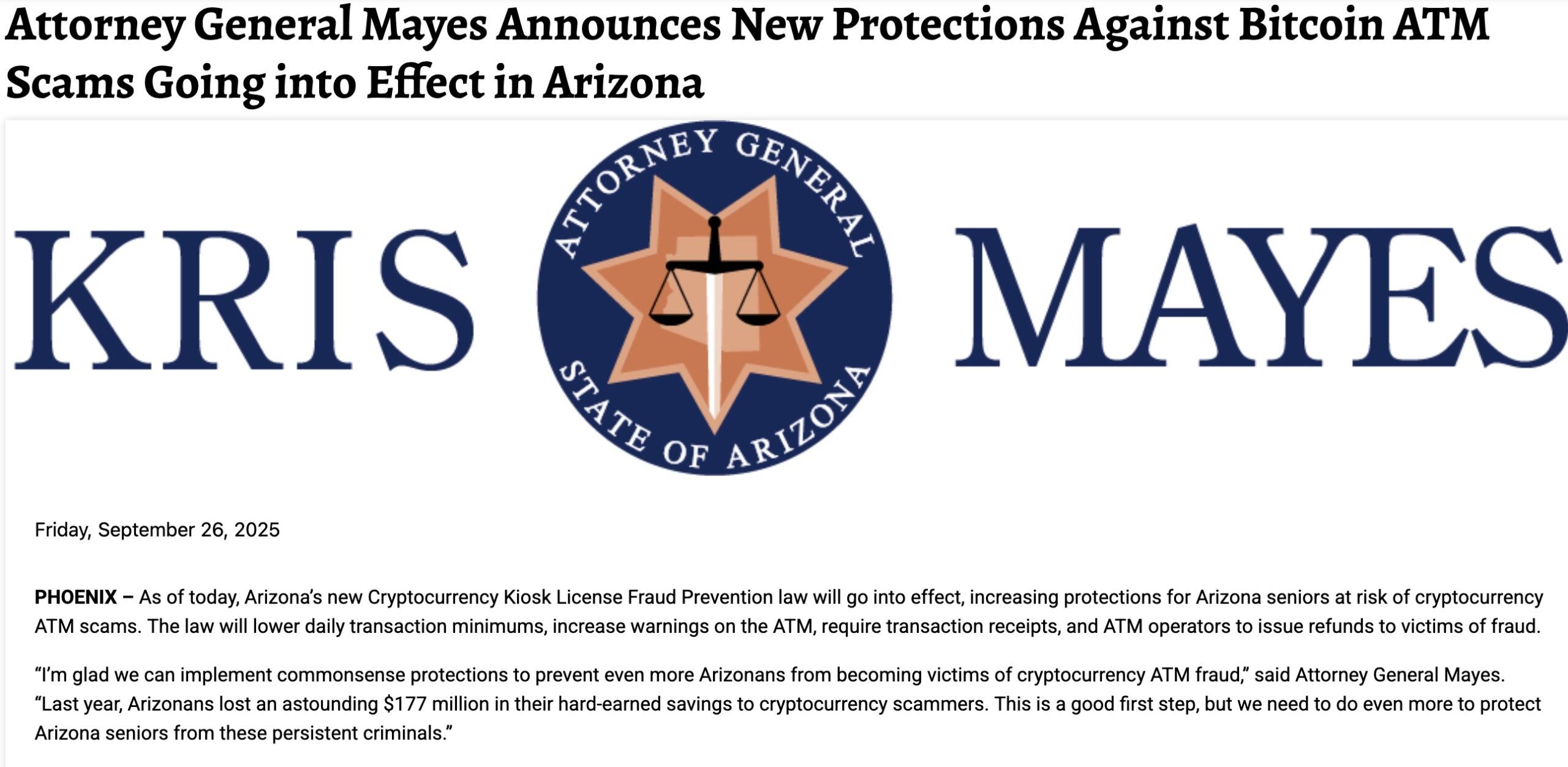 L’Arizona sévit contre les arnaques aux distributeurs crypto image 3