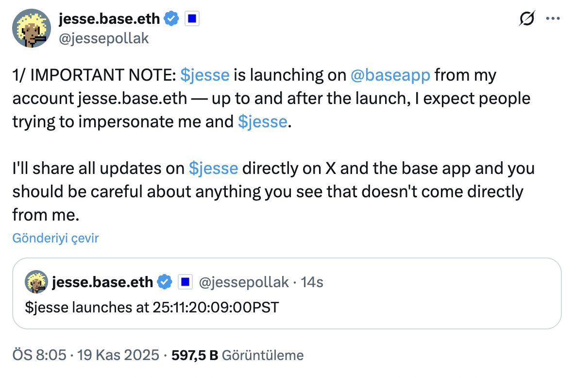 Jesse Pollak Lanza Moneda JESSE en Base App image 0