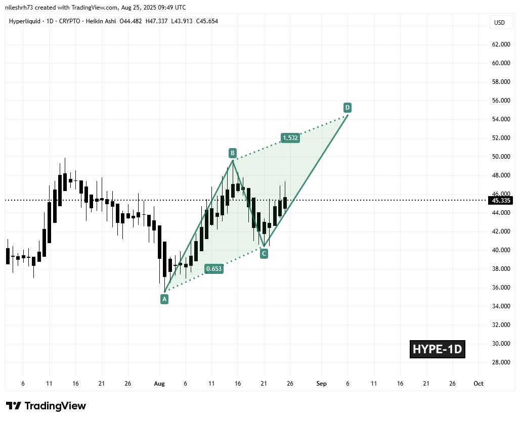 Hyperliquid (HYPE) To Soar Further? Key Harmonic Pattern Signals Potential Upside Move image 1