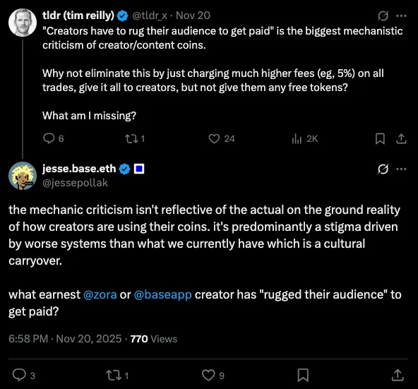 你可能误解了$JESSE，这是给 Base 链带收入的一种尝试 image 6