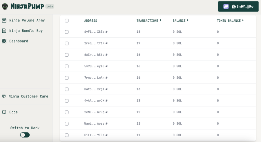 NinjaPump, AI Agent Untuk Developer Memecoin, Naik 10x Dalam Satu Hari!NinjaPump : Tawarkan Fitur Volume & Bundle Bot untuk Developer image 2