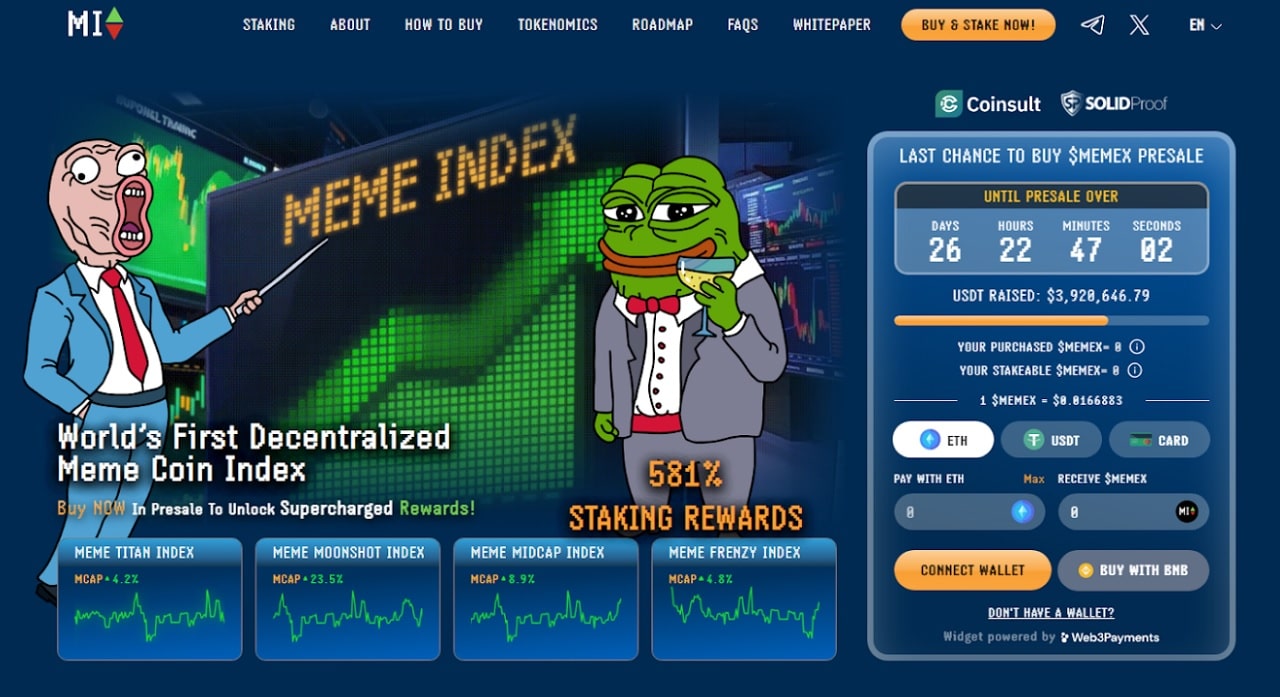 Bientôt la fin de la prévente de Meme Index : Plus que 26 jours pour acheter $MEMEX image 1