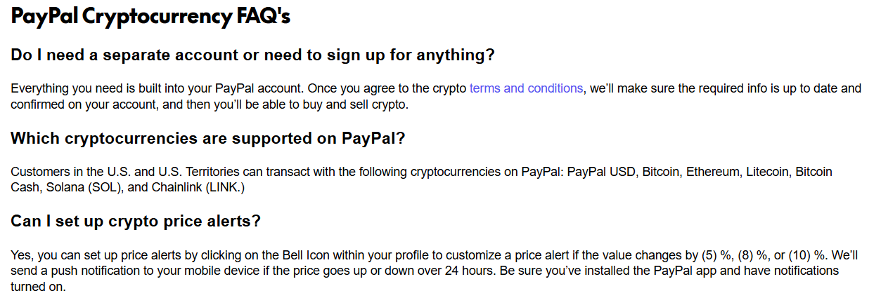 PayPal adds SOL and LINK for customers in the US and US territories image 1