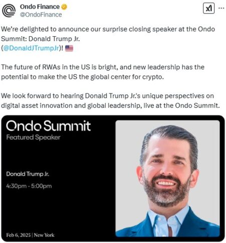 Trump Jr. at Ondo: Crypto Is the Future of American Hegemony