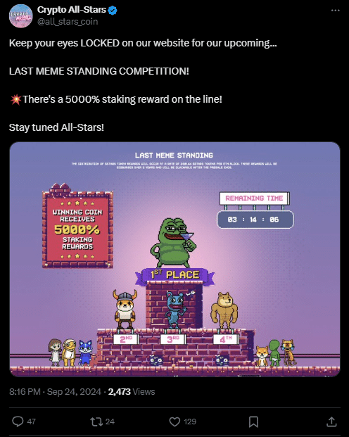Meme Coins Pump to $51B as Meme Coin Staking Platform Crypto All-Stars Hits $1.6M in Presale image 2