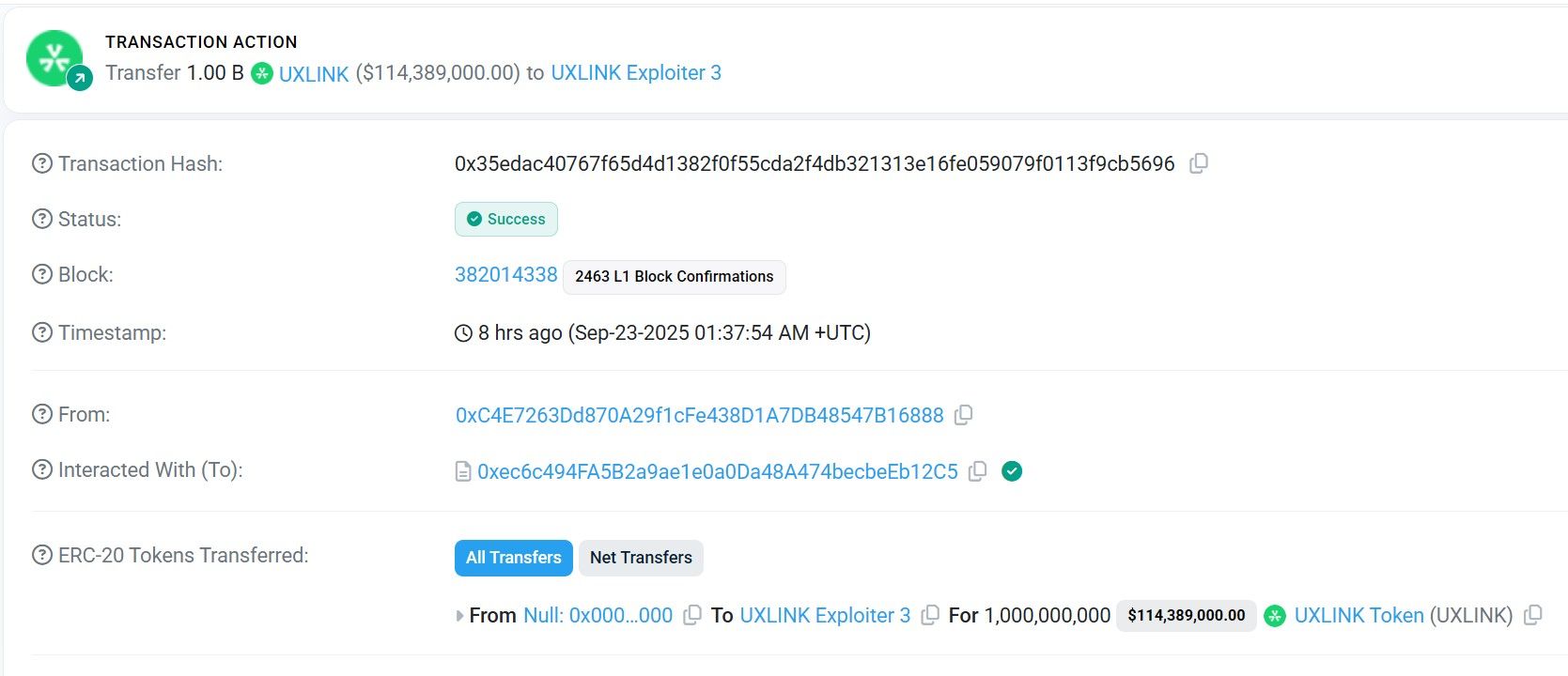 Maaaring Nagdulot ang UXLINK Multisig Breach ng $30M na Pagnanakaw at 10 Trilyong UXLINK Minting, Ang Umaatake ay Na-phish Kalaunan image 0