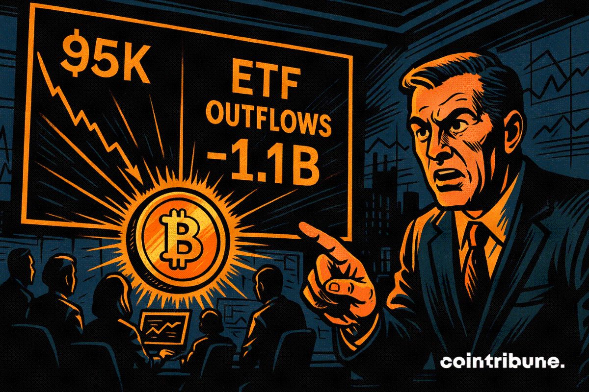 US Bitcoin ETFs Log $1.1B Weekly Outflows as BTC Slides Toward $95K