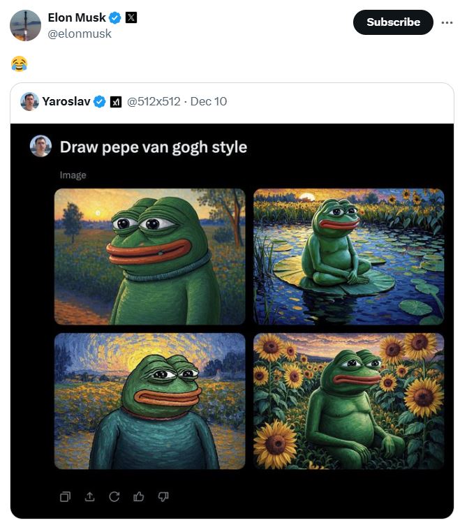 7 Respons Elon Musk terhadap Gambar AI Pepe the Frog image 1