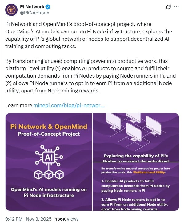 Pi Network Inilunsad ang AI Integration Kasama ang OpenMind — Decentralized Computing Nagsimula na image 0