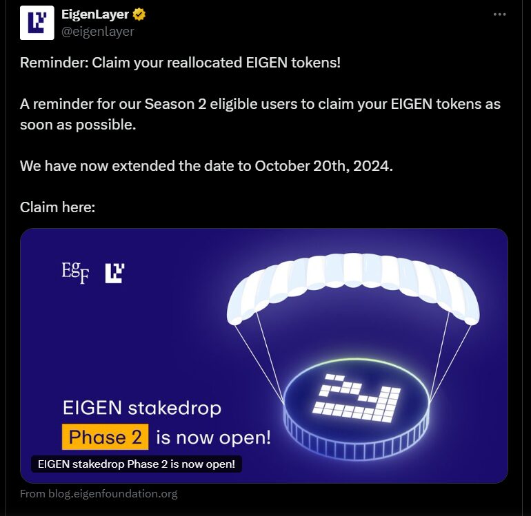 EigenLayer X Account Hacked to Promote Fake Airdrop: Here’s What We Know image 1