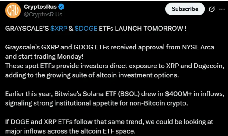 Los alcistas del XRP toman las riendas antes del lanzamiento del ETF del XRP en escala de grises image 0