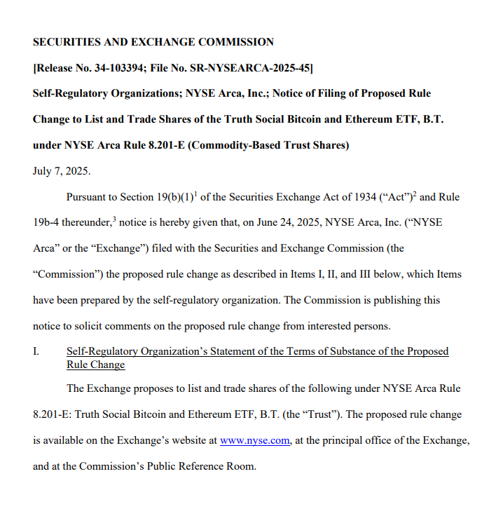 SEC Starts Review of Truth Social Bitcoin and Ethereum ETF Application