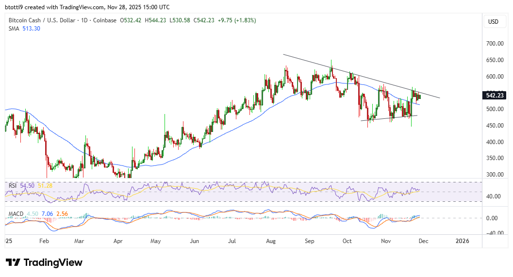 Bitcoin Cash hält über 500 Dollar, während sich Wale ansammeln; Analysten blicken auf potenzielle Rallye image 1