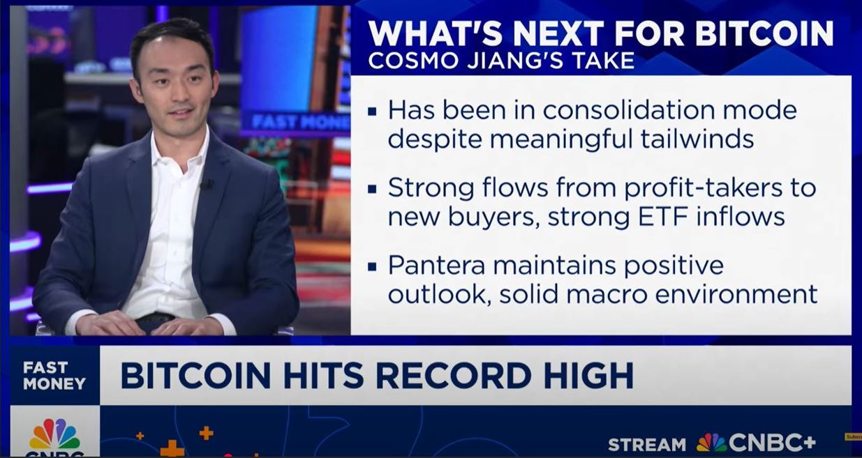 يقول Cosmo Jiang من Pantera إن Bitcoin قد لا يزال لديه مجال لمستثمرين جدد مع استمرار تدفق الأموال إلى ETF وازدياد شعبية العملات البديلة. image 0