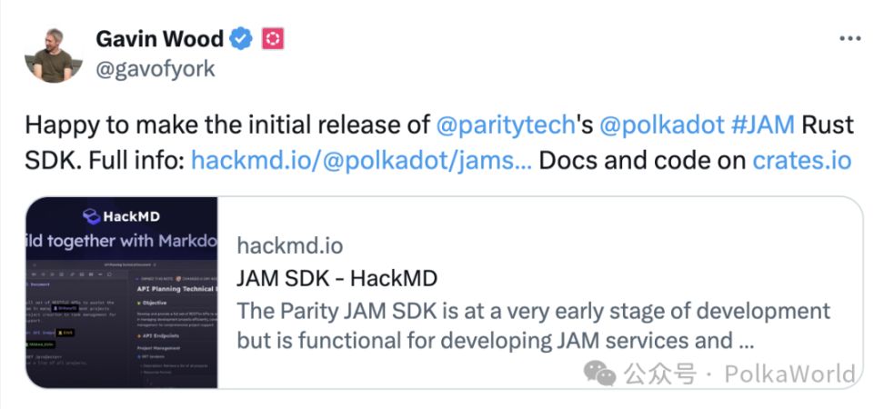 波卡周报 | Gavin 宣布 JAM Rust SDK 上线！含 DOT 的 Bitwise 十大加密指数 ETF 已提交申请 image 1