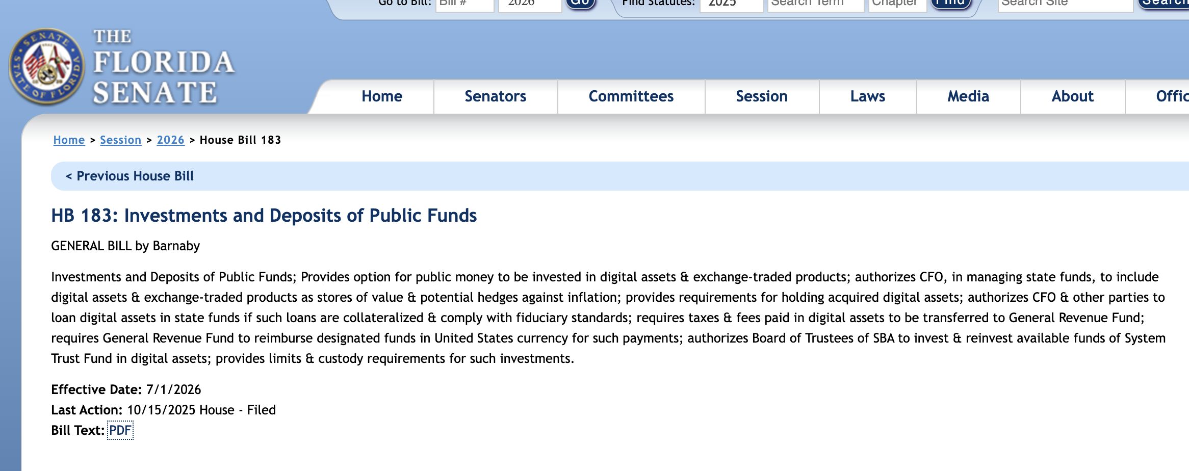 Florida Moves to Legalize Bitcoin Investments in State Funds image 0