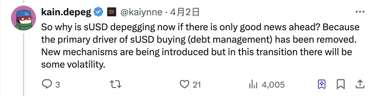 Synthetix has issued another fix, can sUSD re-anchor? image 2