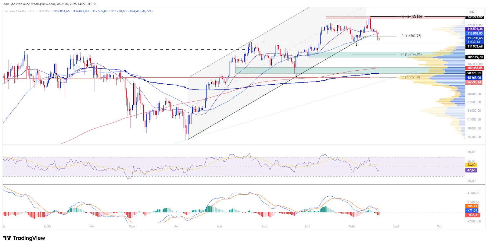 Bitcoin Faces Post-ATH Correction – Technical Analysis for August 20, 2025 image 3