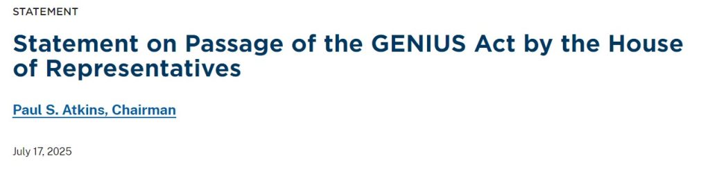 Loi GENIUS adoptée : pourquoi XRP et ETH en sortent gagnants image 1