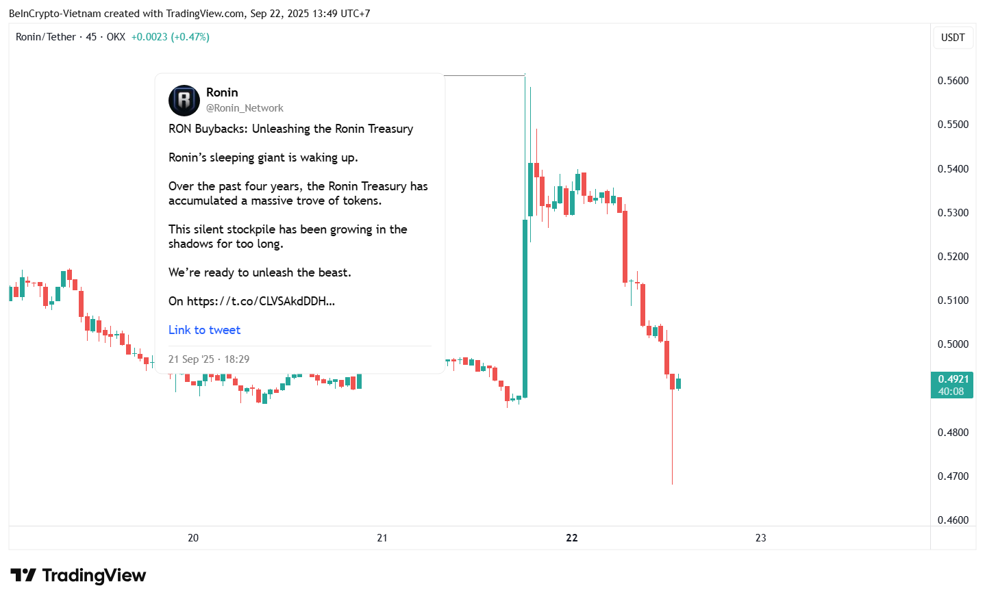 Ronin Network anuncia plan de recompra: ¿Impulsará el precio de RON?