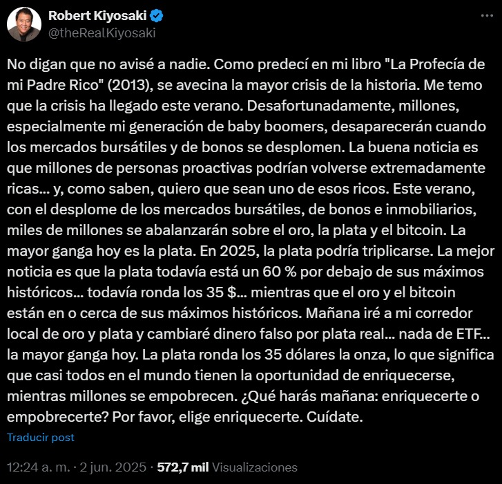 Kiyosaki: «Millones de personas se precipitarán a bitcoin este verano» image 1