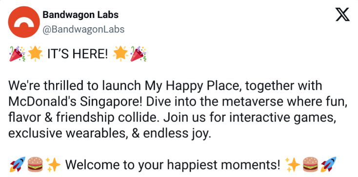 McDonald’s запускает в Сингапуре метавселенную My Happy Place image 0
