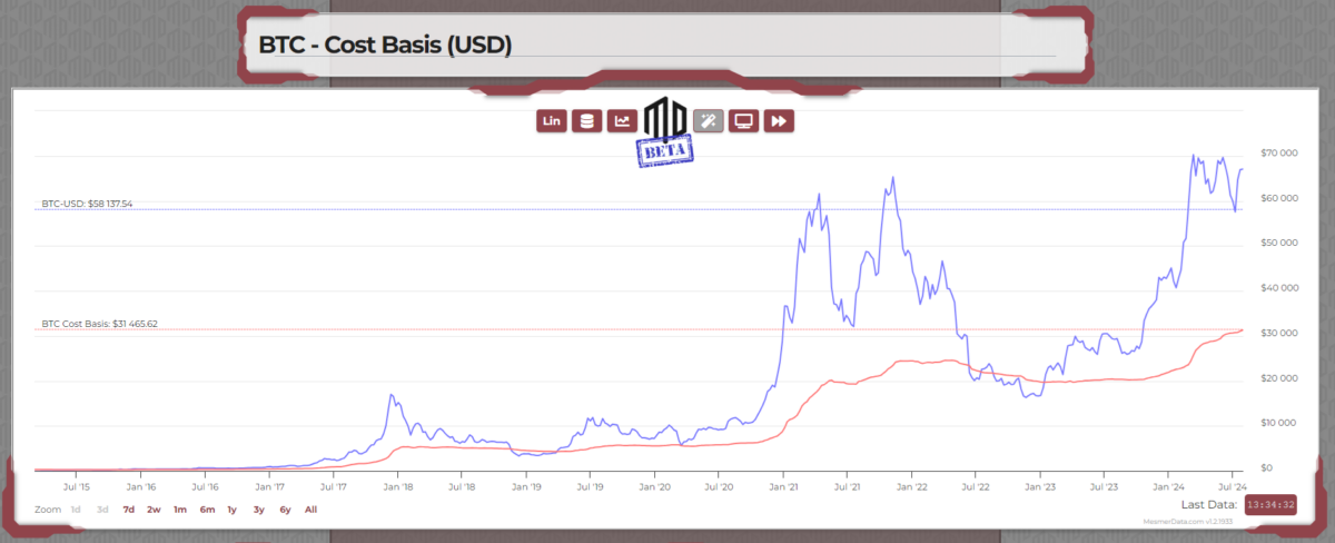 Most Bitcoin holders have a favorable cost basis image 0