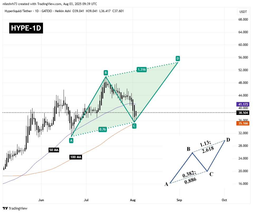 Hyperliquid (HYPE) To Bounceback? Key Harmonic Pattern Signals Potential Upside Move image 1