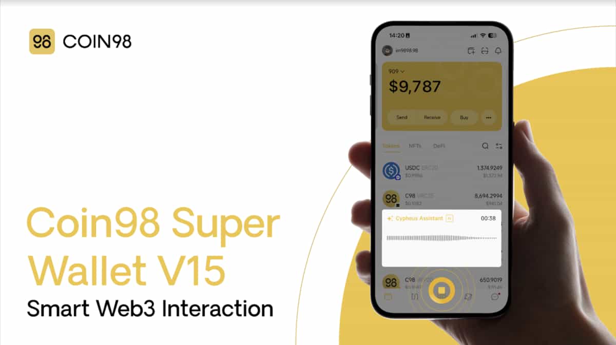 Coin98 Super Wallet lance la version V15, ajoutant l'IA et le chat on-chain pour une interaction Web3 intelligente