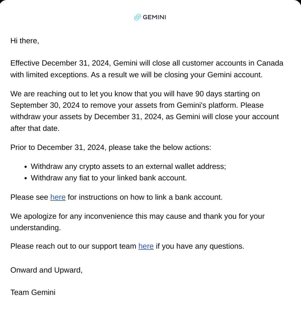 Gemini Exchange Latest to Fold in Canada’s Regulatory Squeeze image 1