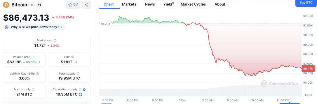 Bitcoin fällt unter wichtige Niveaus, da kurzfristige Inhaber starke Verluste erleiden image 1