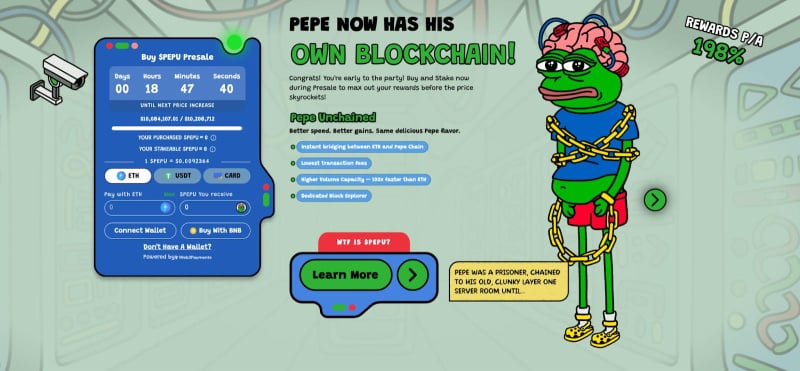 Layer-2 Meme Coin Pepe Unchained Raises $10M in Presale Event image 1