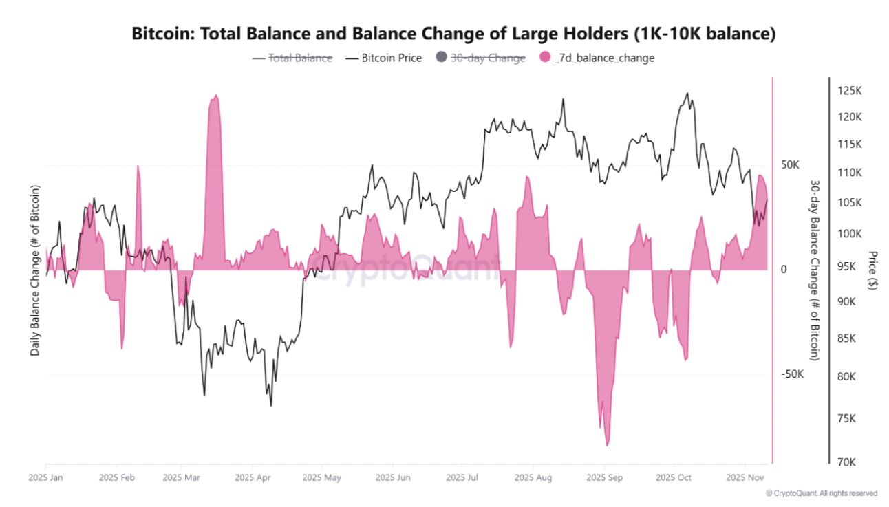 La segunda mayor acumulación de ballenas de Bitcoin no logra impulsar BTC por encima de los $106,000 image 0