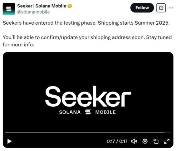 Solana’s Seeker Phone Enters Testing, Ships Summer 2025