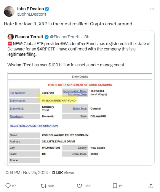 Perlombaan ETF XRP Ripple Mendapatkan Daya Tarik Dengan Pengajuan WisdomTree image 1