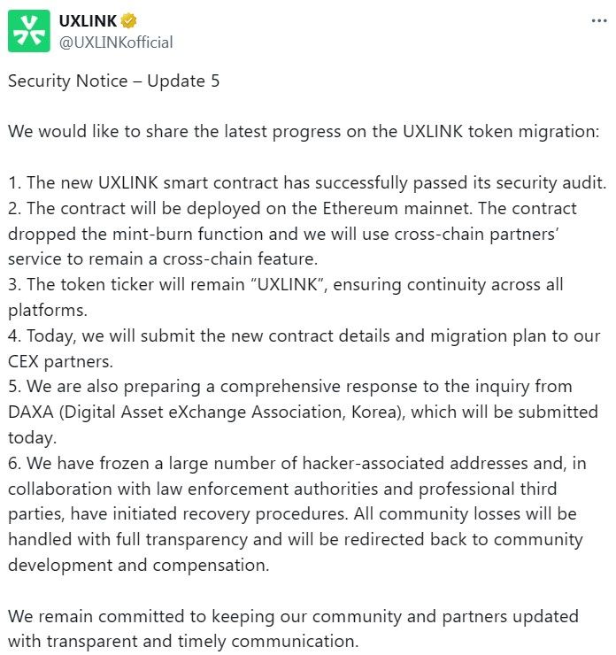 UXLINK Exploit May Expose Multisig and Smart Contract Centralization Risks on Ethereum image 0