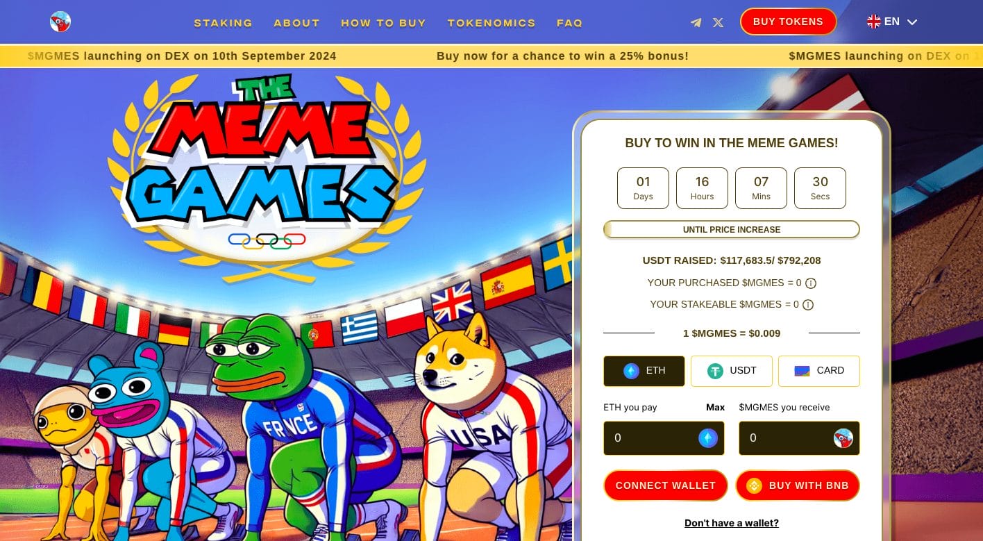 Meme Games lèvent 100 000 $ en quelques minutes : $MGMES pourrait-il devenir le meme coin officiel des J.O. de Paris 2024 ? image 0