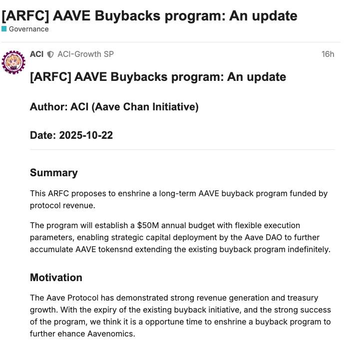 Aave công bố kế hoạch mua lại token trị giá 50 triệu USD/năm