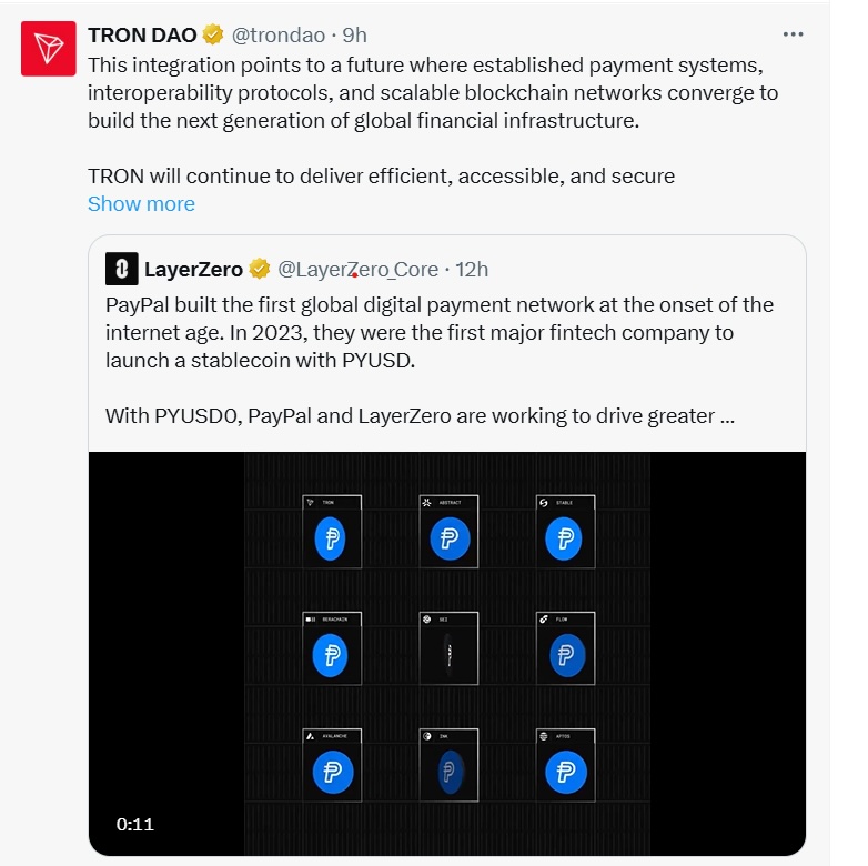 PayPal lleva PYUSD a TRON, ampliando su huella en Stablecoin image 0