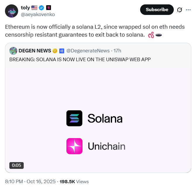 Новости Solana: Ethereum теперь SOL Layer-2, Анатолий Яковенко разжигает новые дебаты image 0