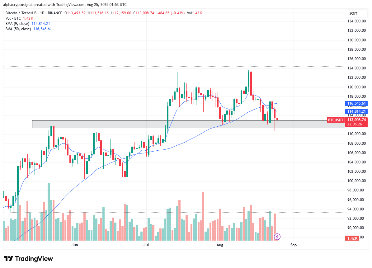 Bitcoin Could Break $112K Support as Whale Selloffs and September Risks Mount