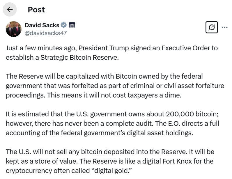 特朗普签署比特币战略储备行政令，为什么市场反而大跌？ image 1