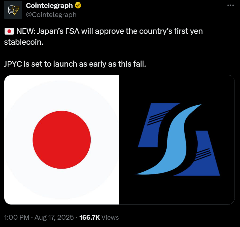 Japan May Launch First Yen-Backed Stablecoin Amid Rising Institutional Bitcoin and Ether Activity image 0