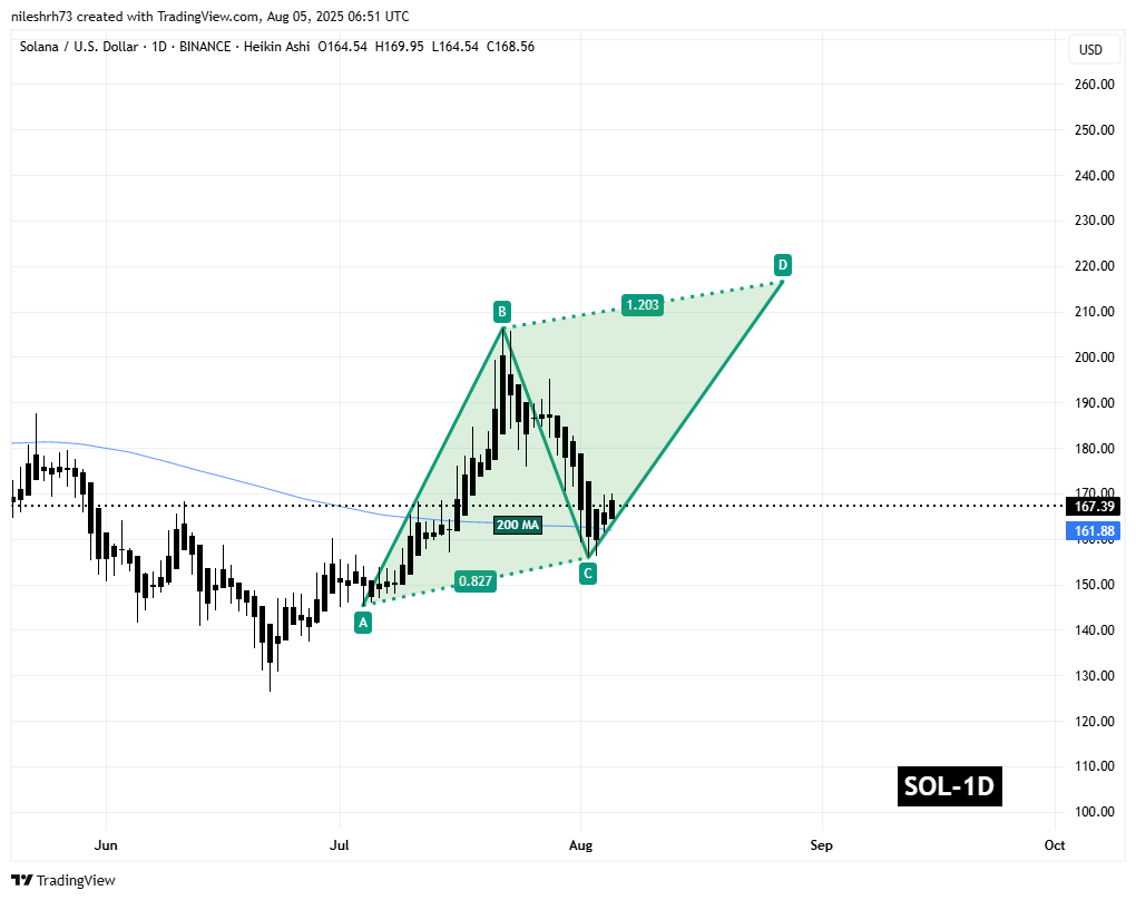 Solana (SOL) To Soar Further? Key Harmonic Pattern Signals Potential Upside Move image 1