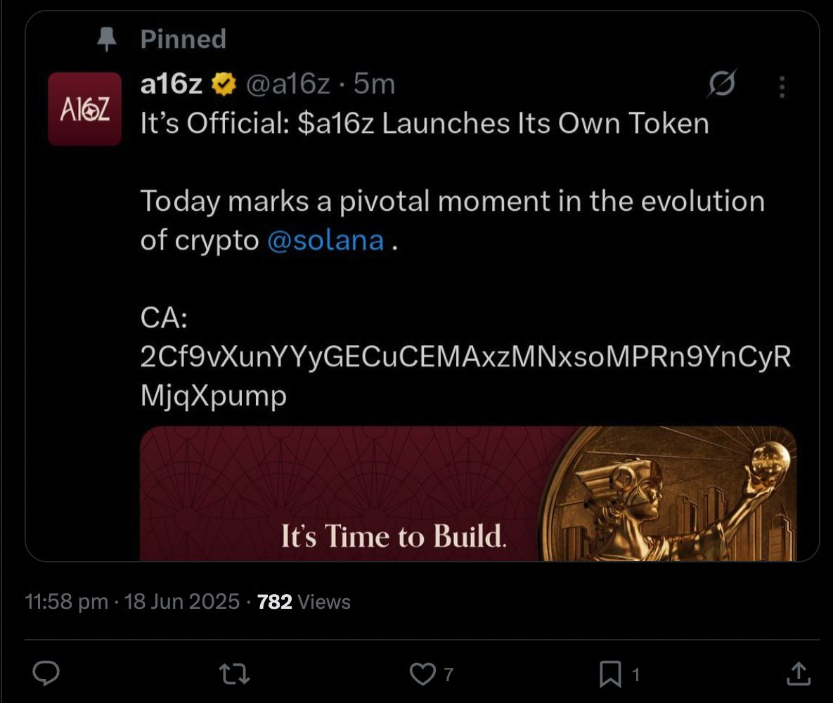 a16z recovers X account after hack promoting fraudulent token image 0