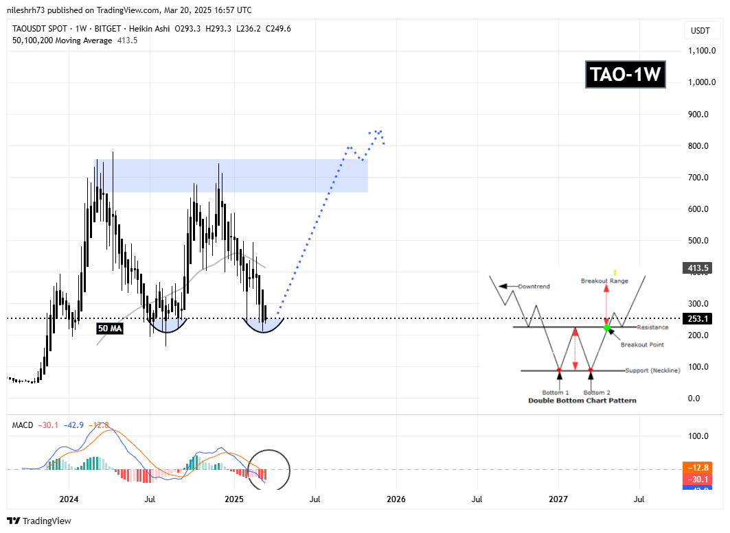 Bittensor (TAO) Holds Key Support – Can the Double Bottom Pattern Spark a Recovery? image 1