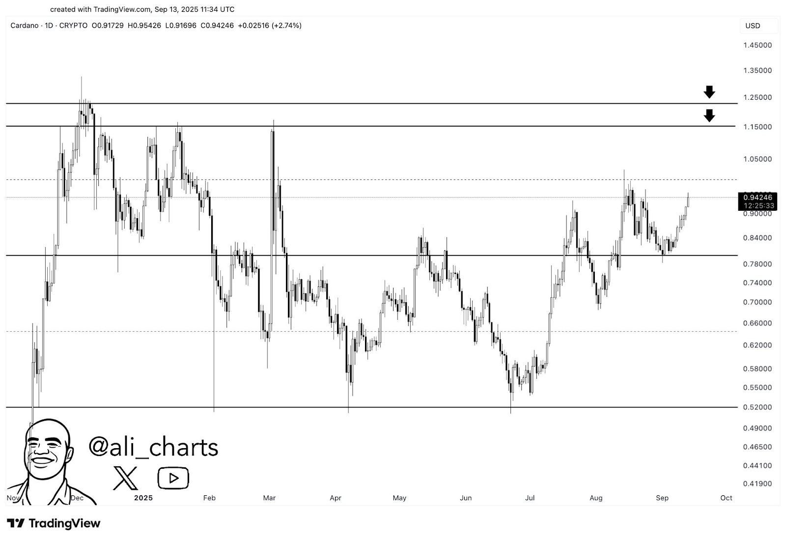 Cardano pourrait rejoindre les leaders de 2025 avec des objectifs de 1,25 $ et 5 $ image 1
