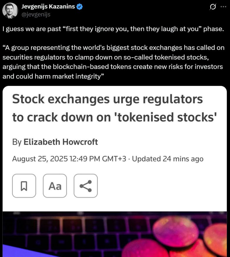 ESMA, IOSCO and WFE Urge SEC to Consider Tightening Oversight of Tokenized Stocks as Wall Street Interest Grows image 0