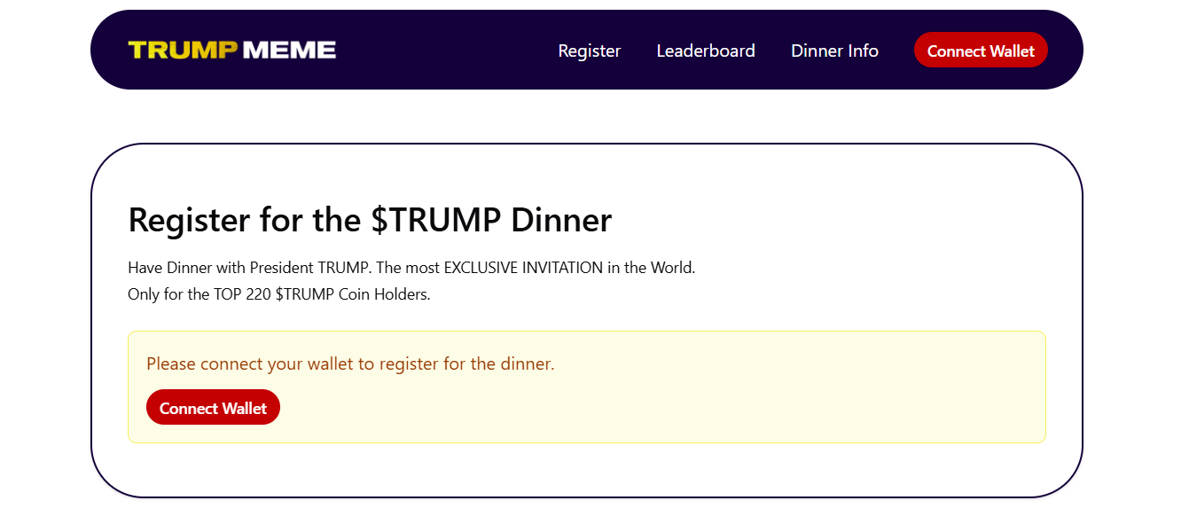 Trump organizará cena exclusiva para los principales holders de $TRUMP; token aumenta más del 70% image 0