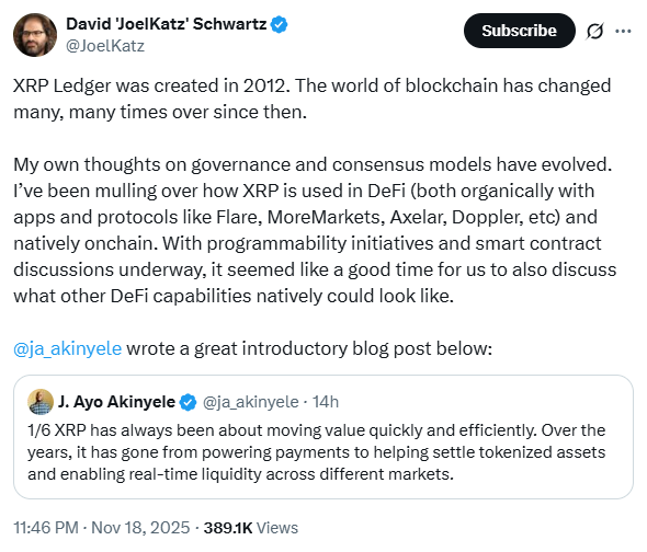 Duas Camadas, Um Livro-Razão Só: A Visão Técnica de David Schwartz para um XRPL pronto para DeFi image 0